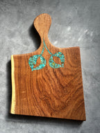 Small Cutting Board with Handle - Kingman Turquoise leaves