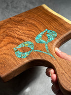 Small Cutting Board with Handle - Kingman Turquoise leaves