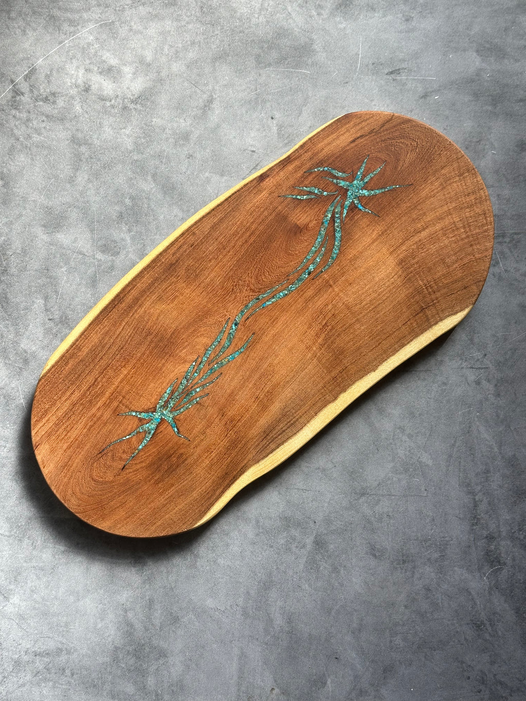 Oval Cutting Board - Velvet Mesquite & Kingman Turquoise