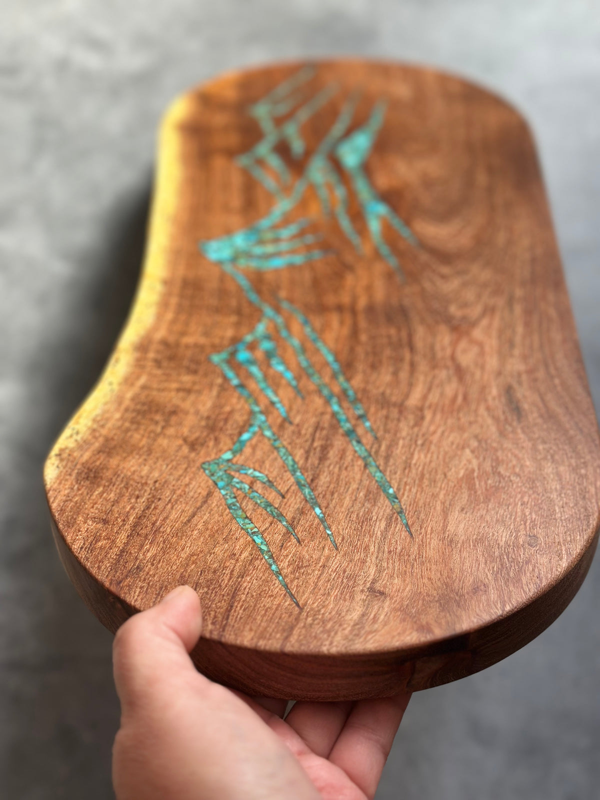 Oval Cutting Board - Velvet Mesquite & Kingman Turquoise