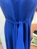 Linen Haltar Wrap Dress - Sleevless - Blue