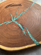 Round Charcuterie board - Velvet Mesquite & Kingman Turquoise