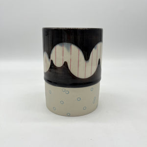 Black and White Tall Cup - Porcelain