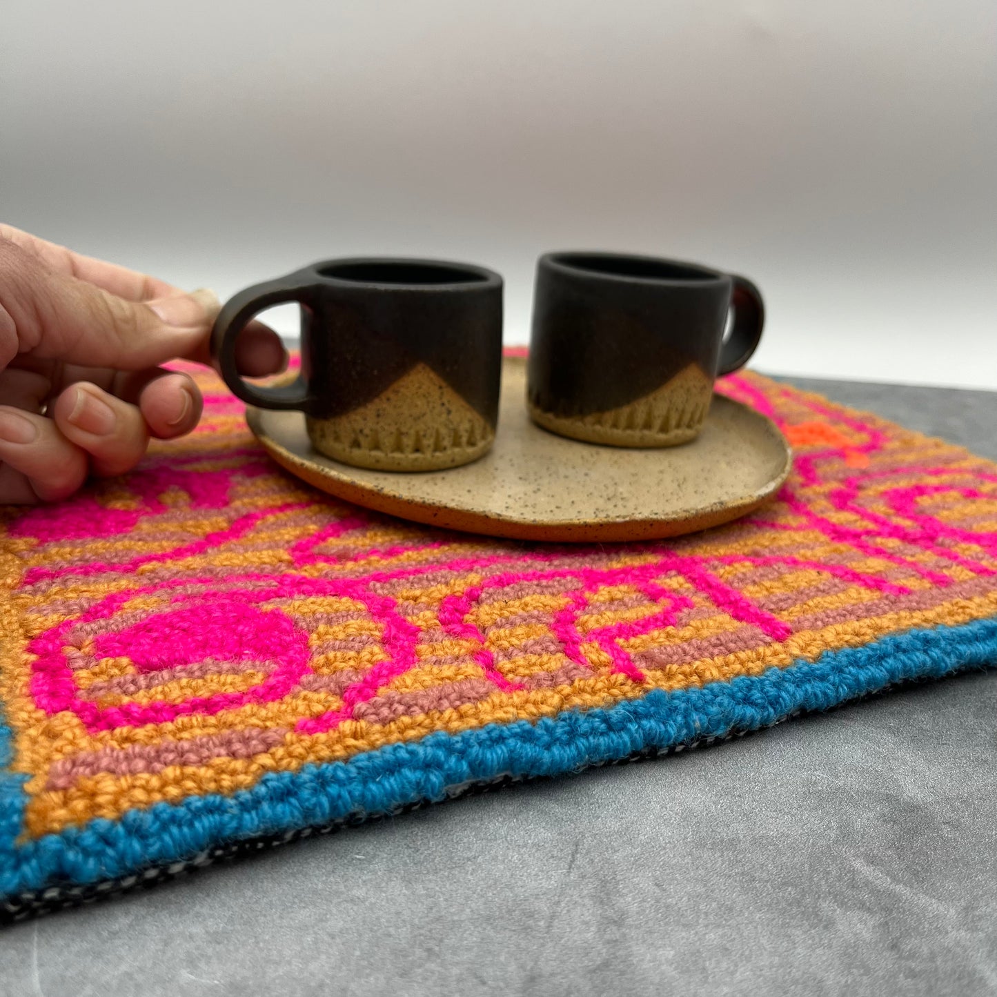 Table Mat - Kathleen Turquoise trim