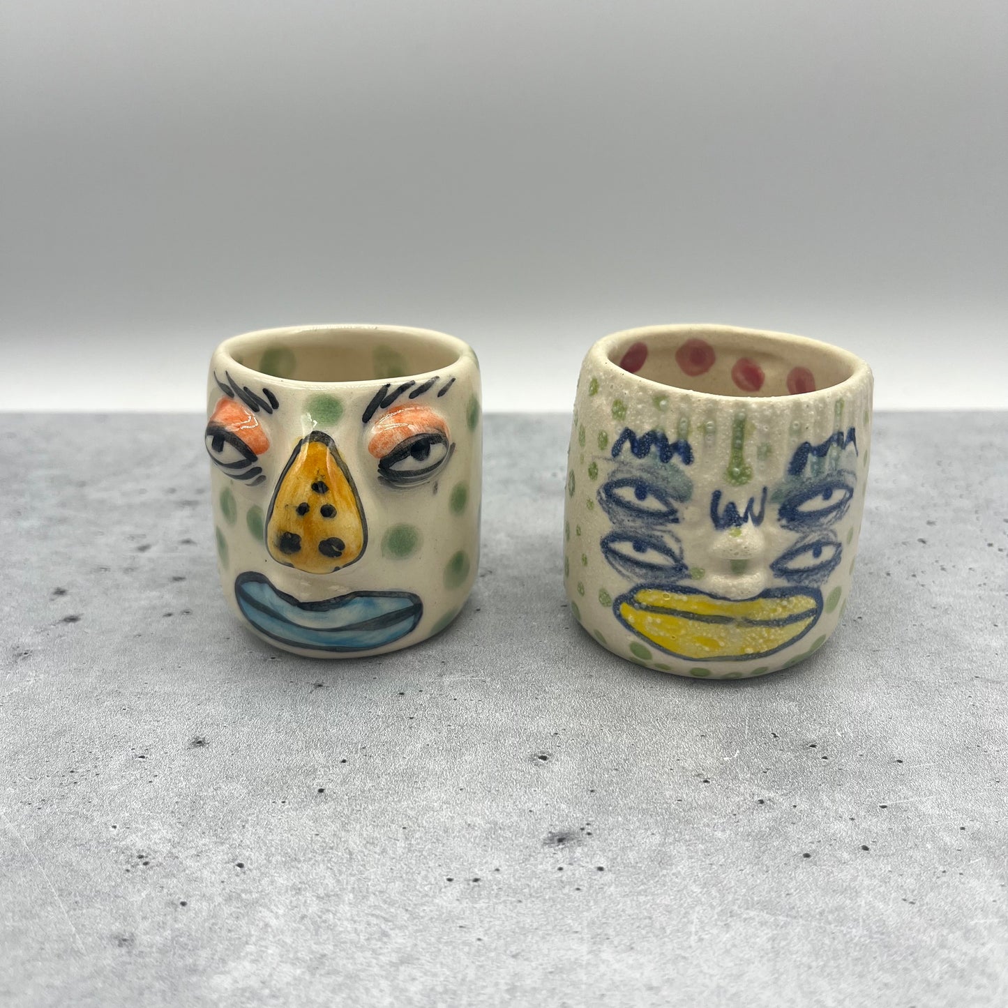 Face Mezcal Cups ~ porcelain