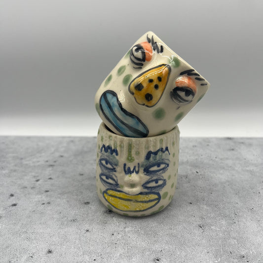 Face Mezcal Cups ~ porcelain