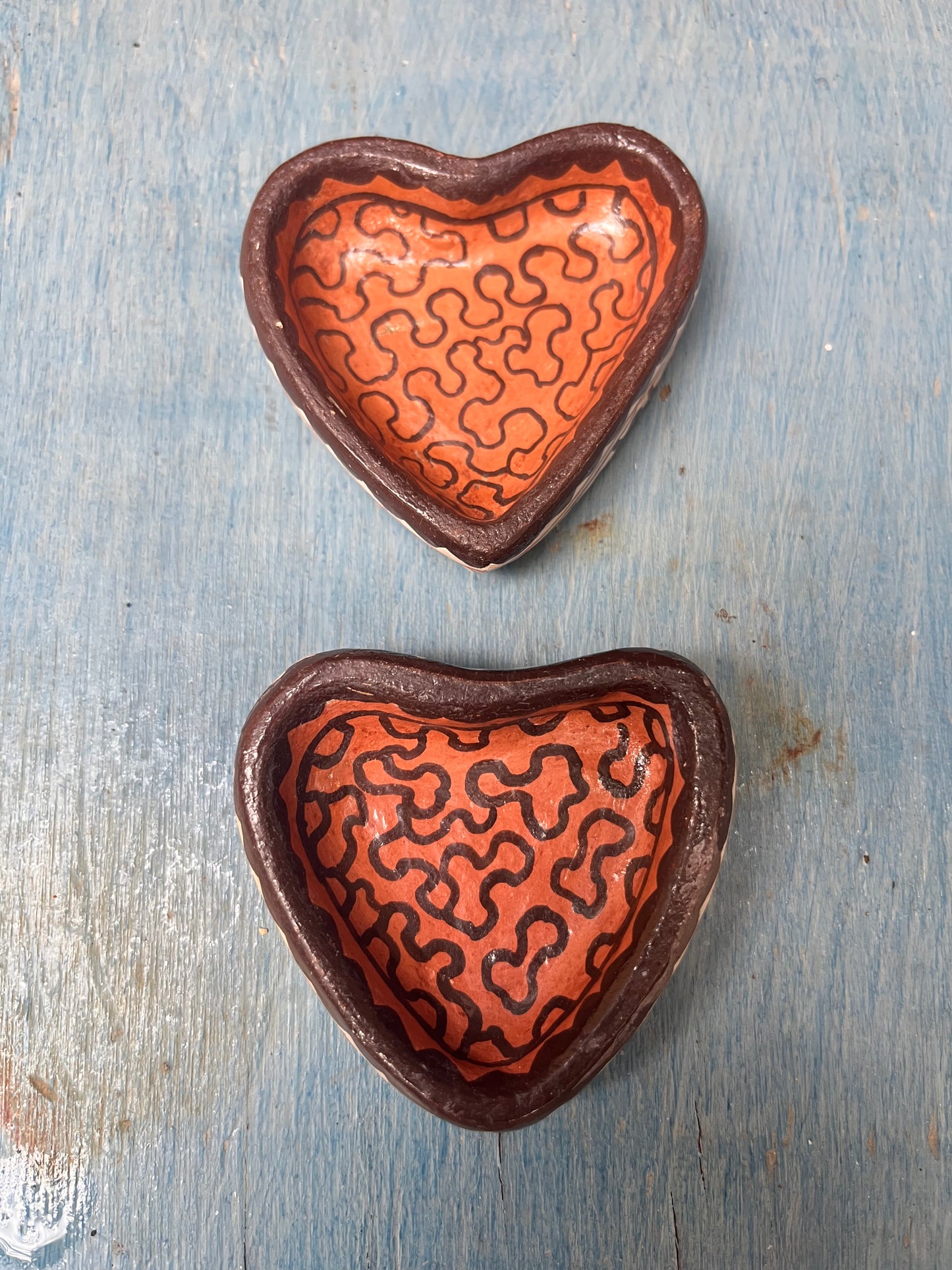 Shipibo Ceramic ~ heart trinket dishes