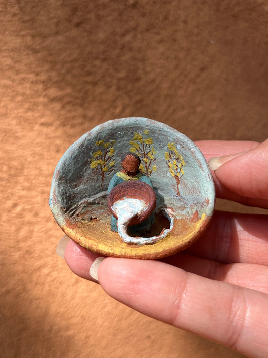 Tiny sculpture - woman with bowl