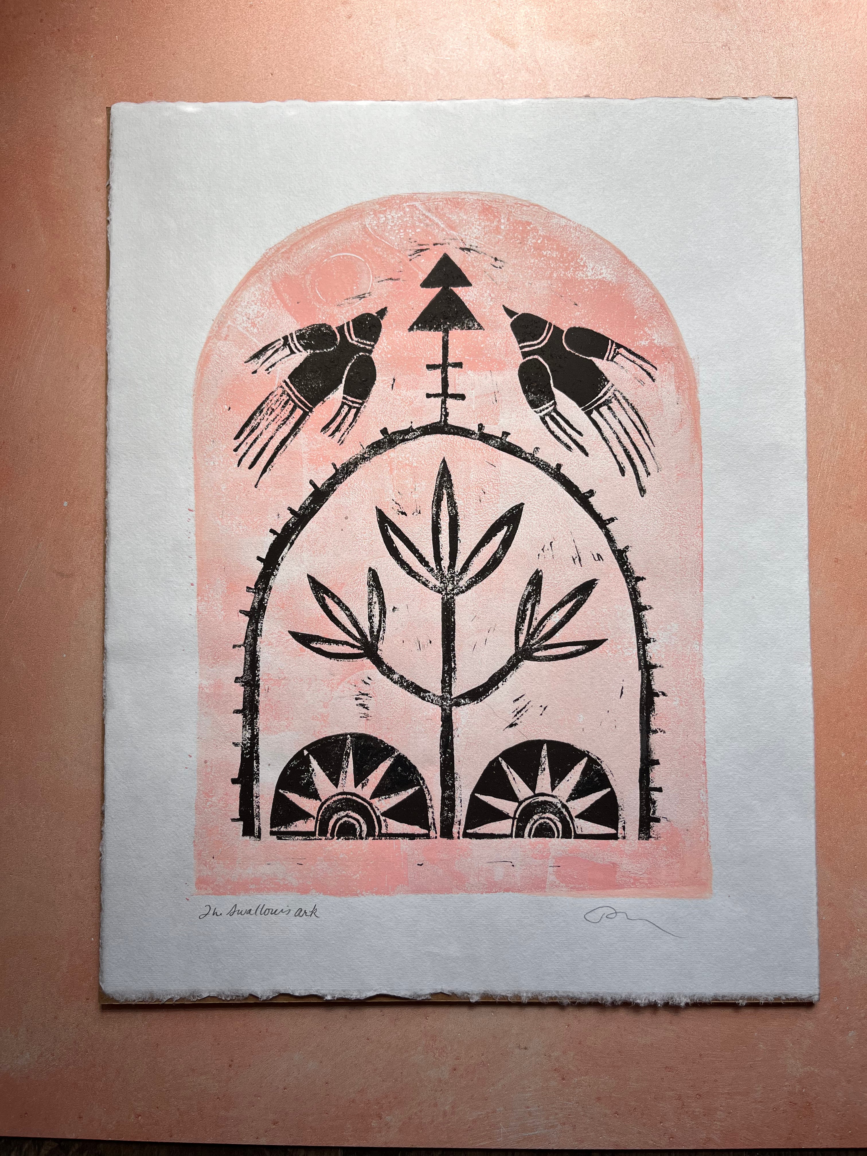 The Swallows Ark - Monotype and Block Print