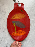 Oval Platter with Handle - Red & botanical designs