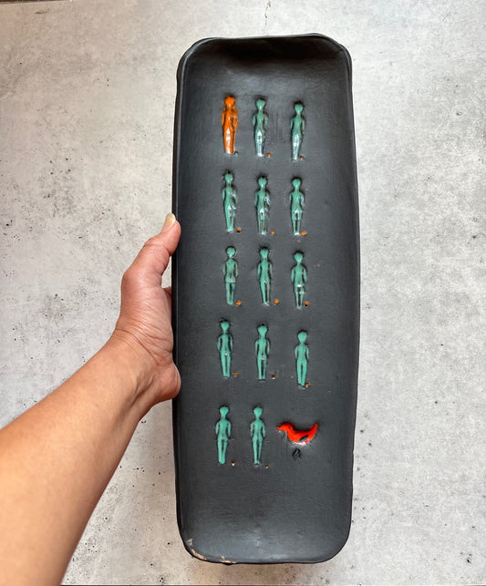 Rectangle Platter & Black & turq