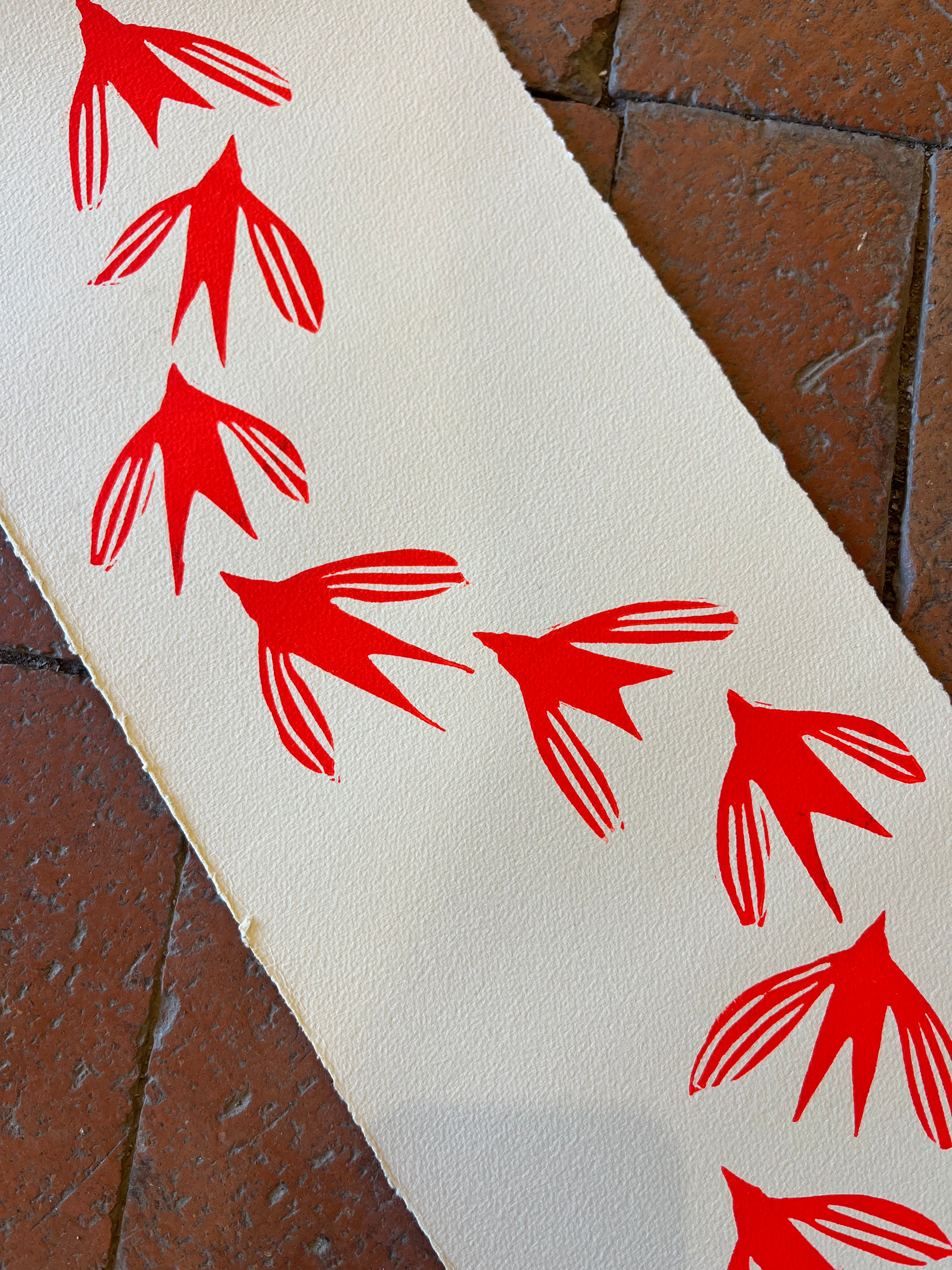 Mano con Aves - Lino Print
