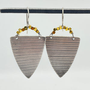 Cornhusk earrings ~ Sterling silver and Pyrite