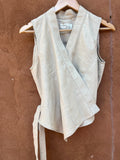 Front tie top - Linen - Cream