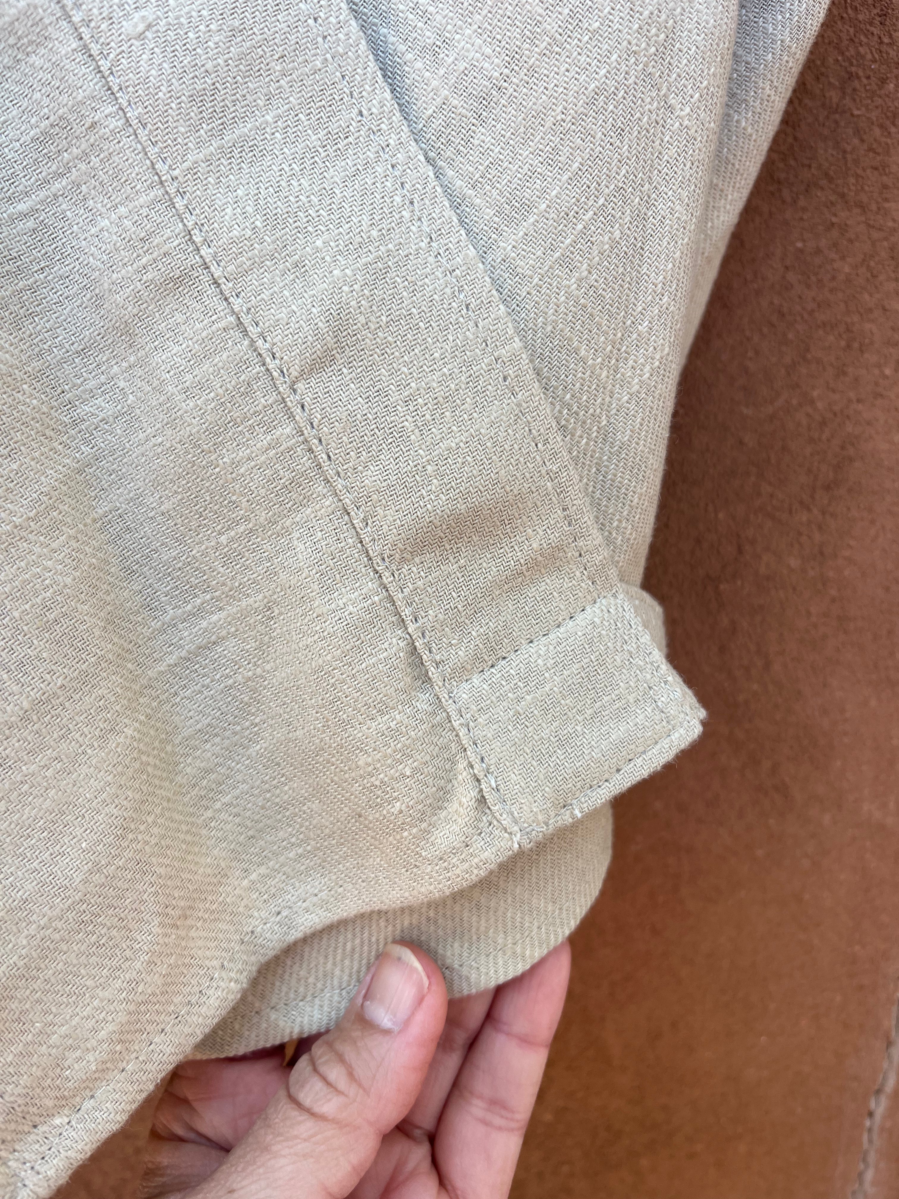 Front tie top - Linen - Cream