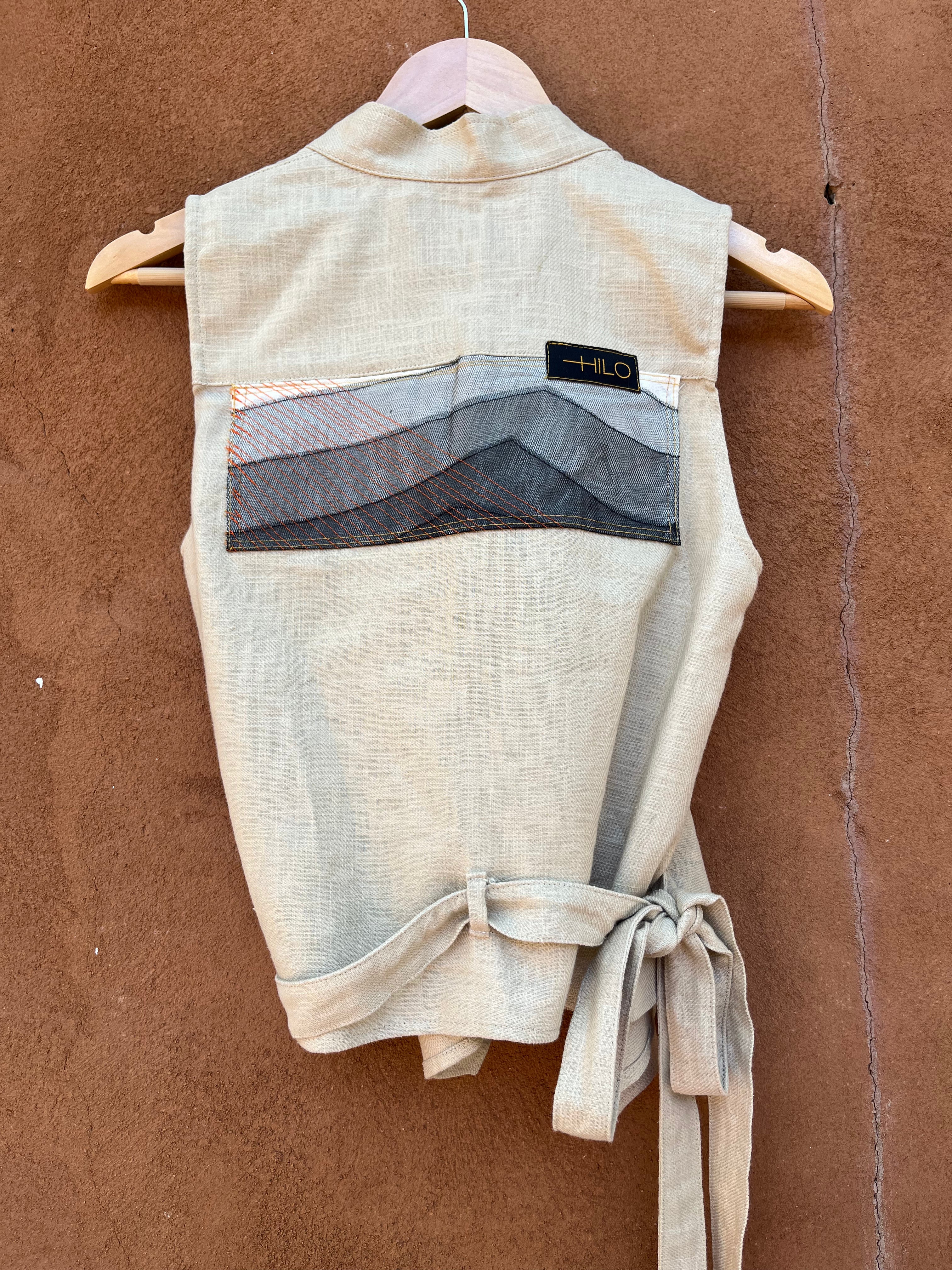 Front tie top - Linen - Cream