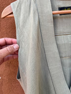 Front tie top - Linen - green