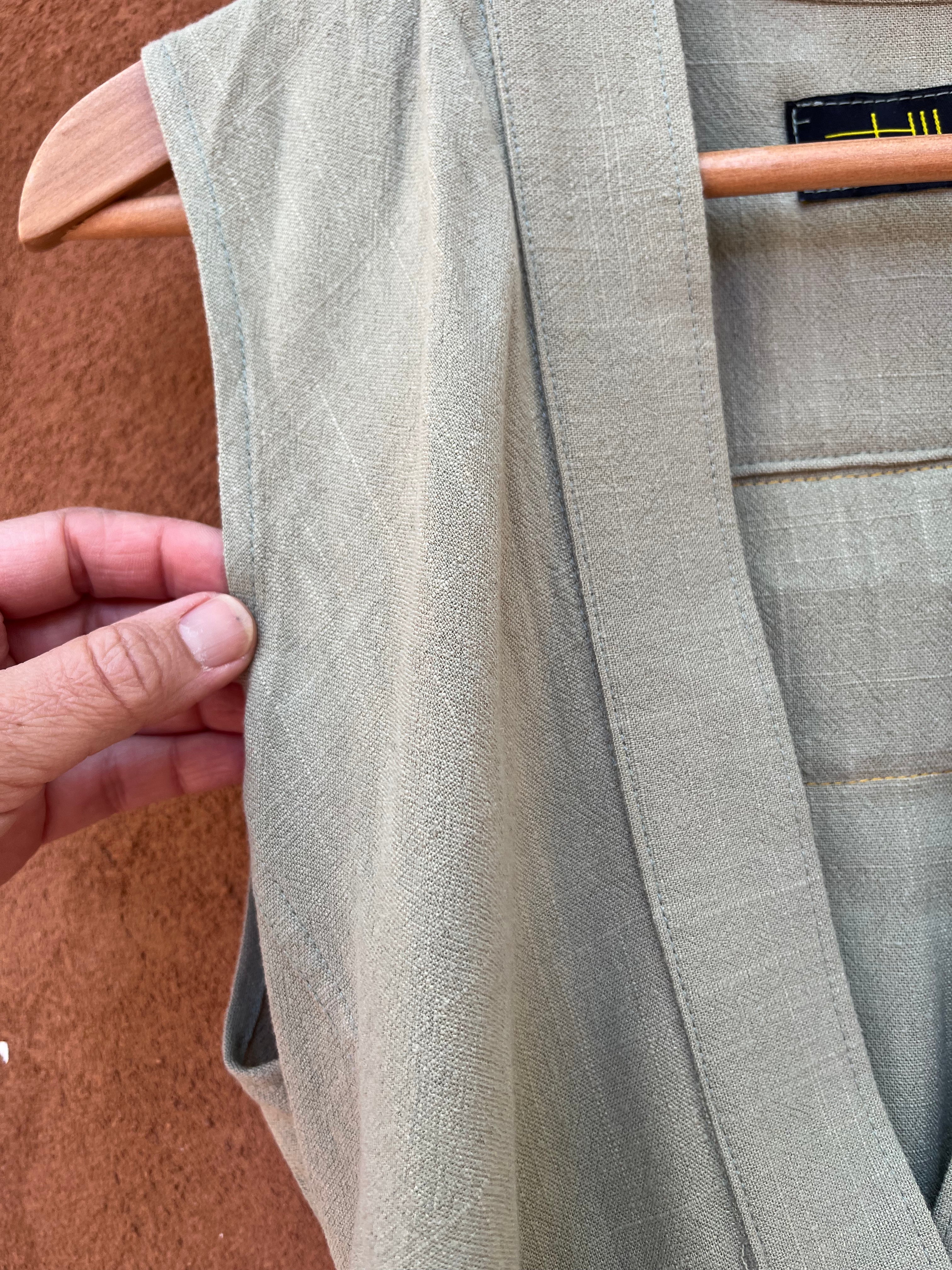 Front tie top - Linen - green