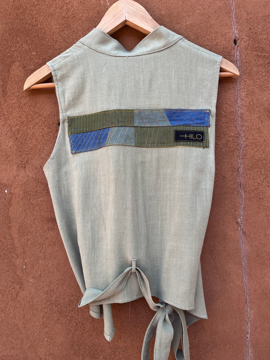 Front tie top - Linen - green
