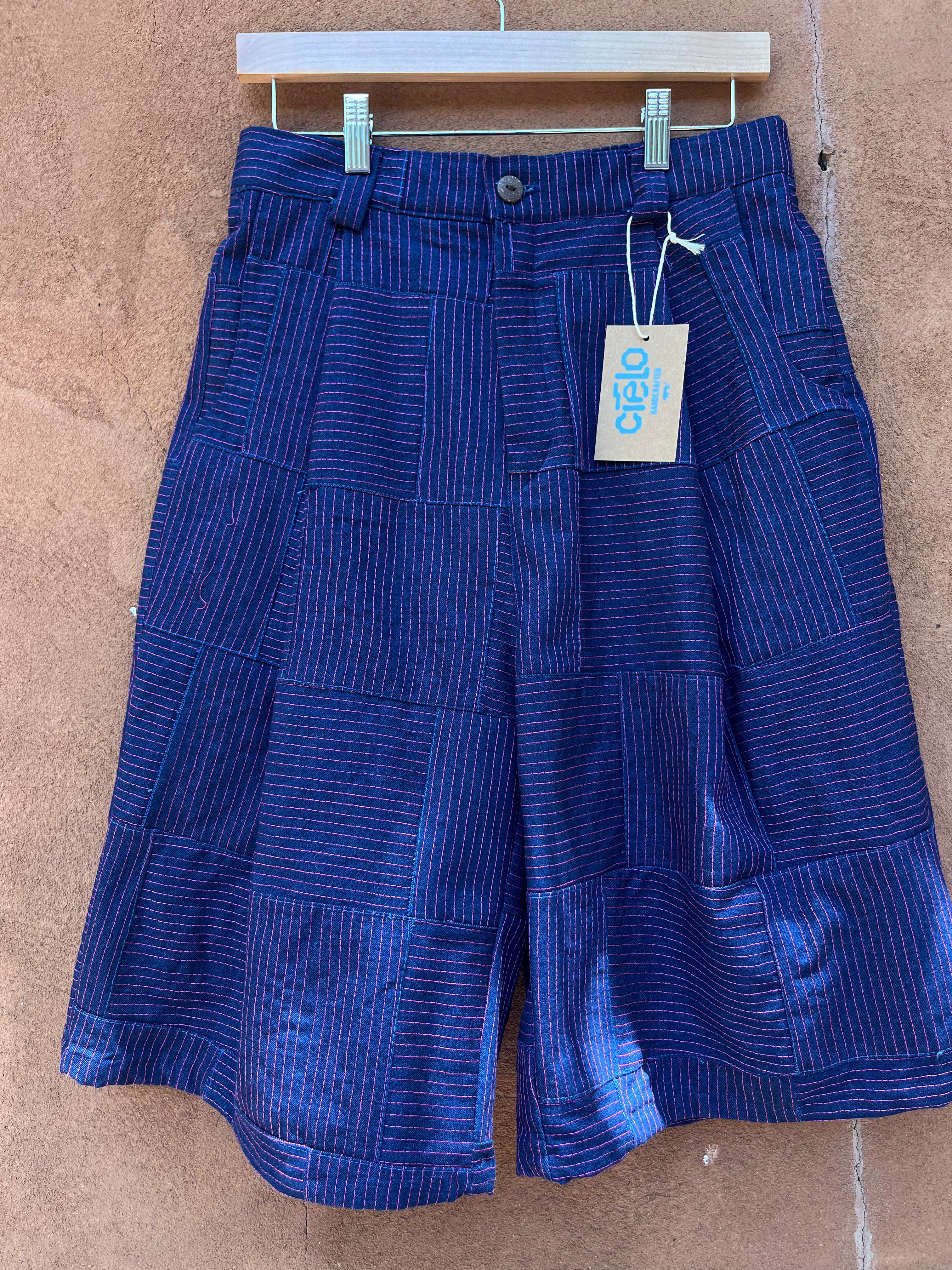 Long shorts  - Jean and pink thread