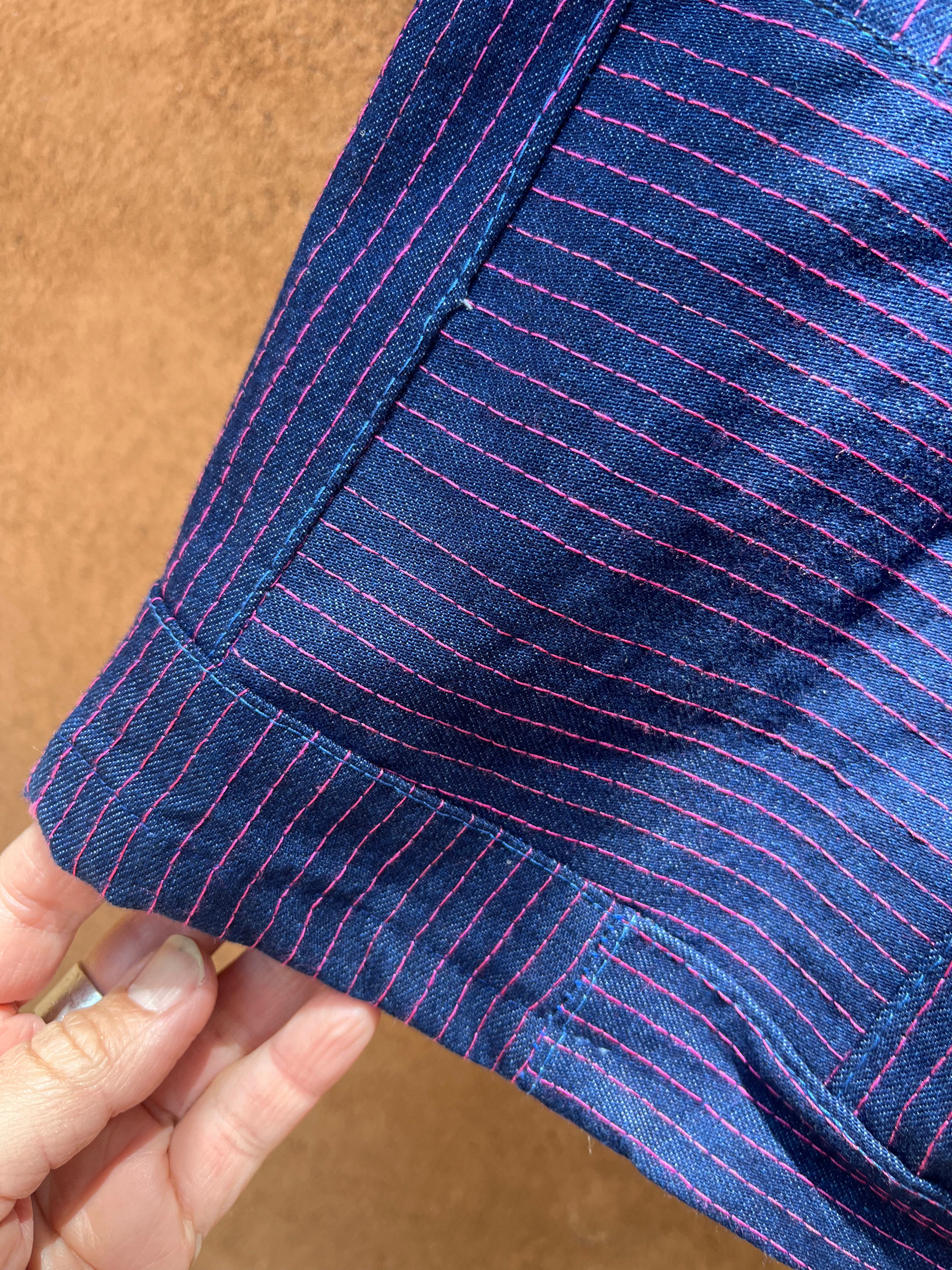 Long shorts  - Jean and pink thread