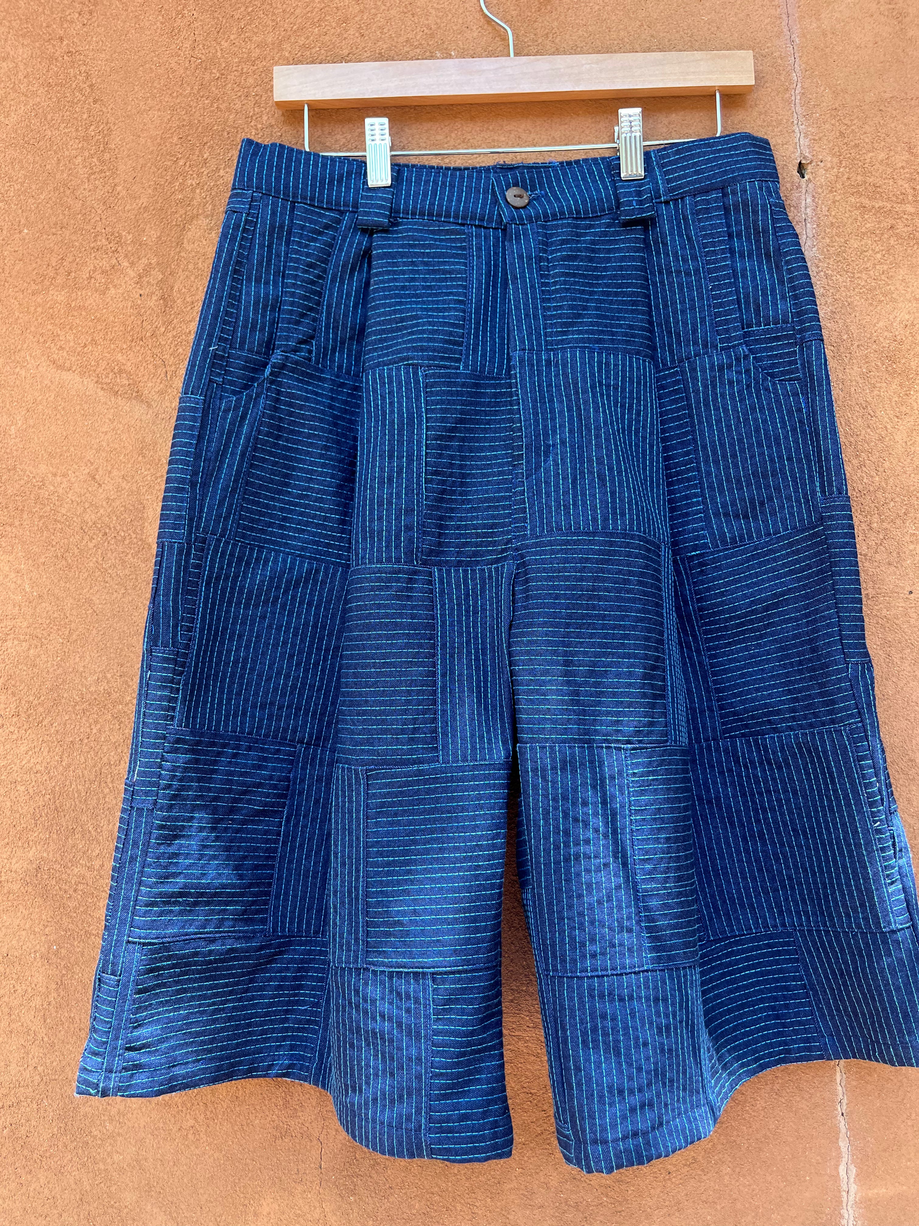 Long shorts  - Jean and Turquoise thread