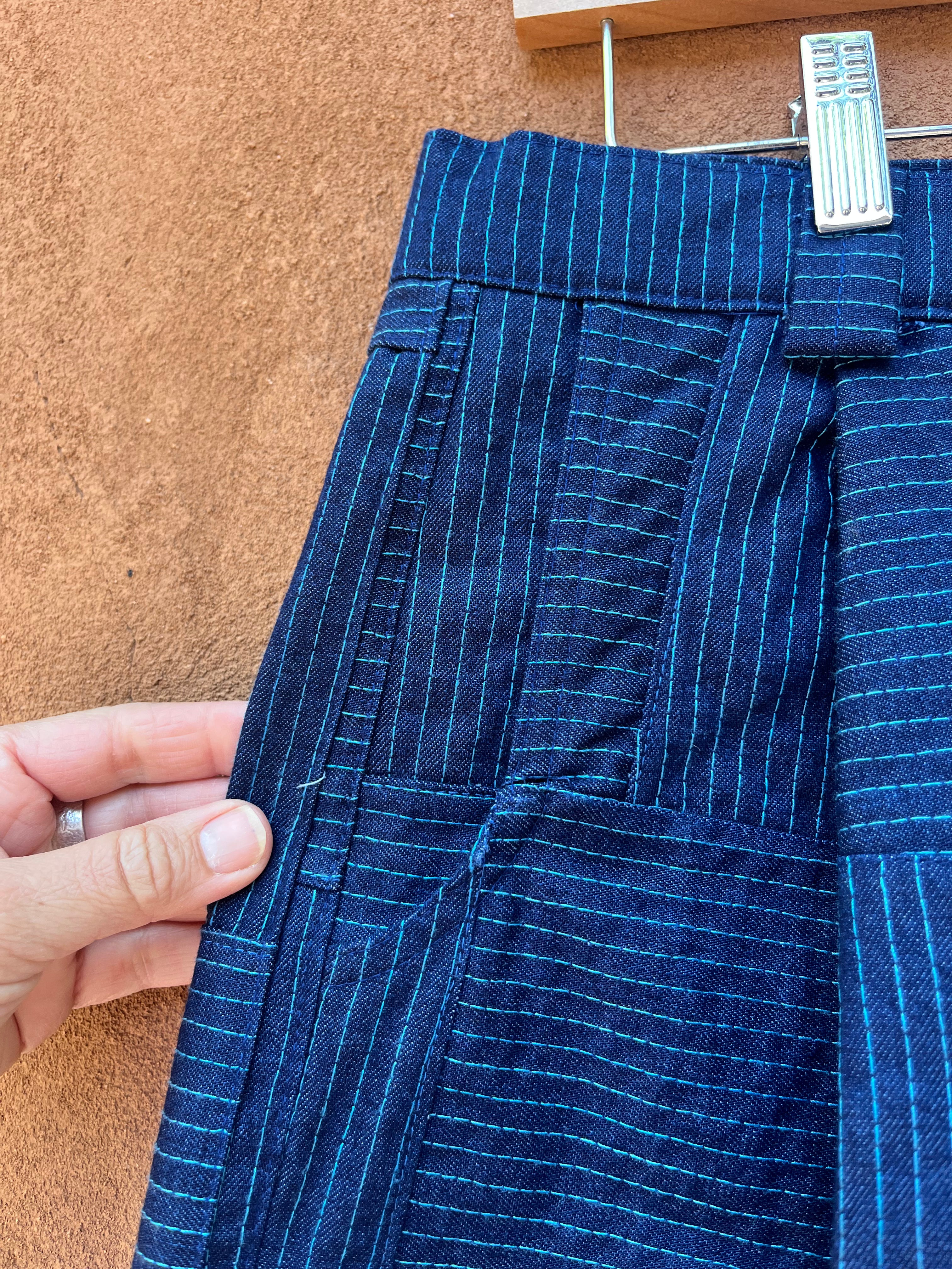 Long shorts  - Jean and Turquoise thread