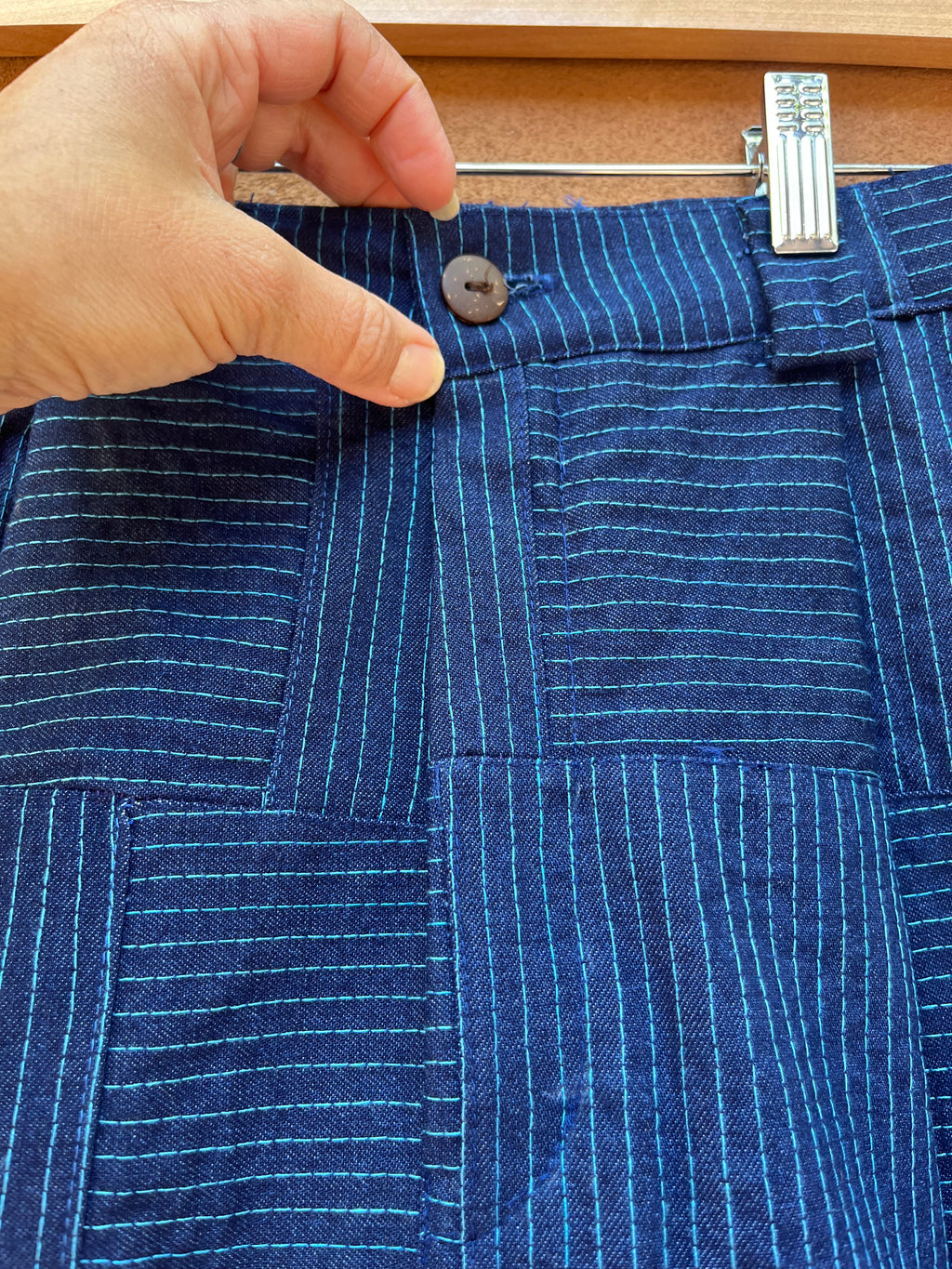 Long shorts  - Jean and Turquoise thread