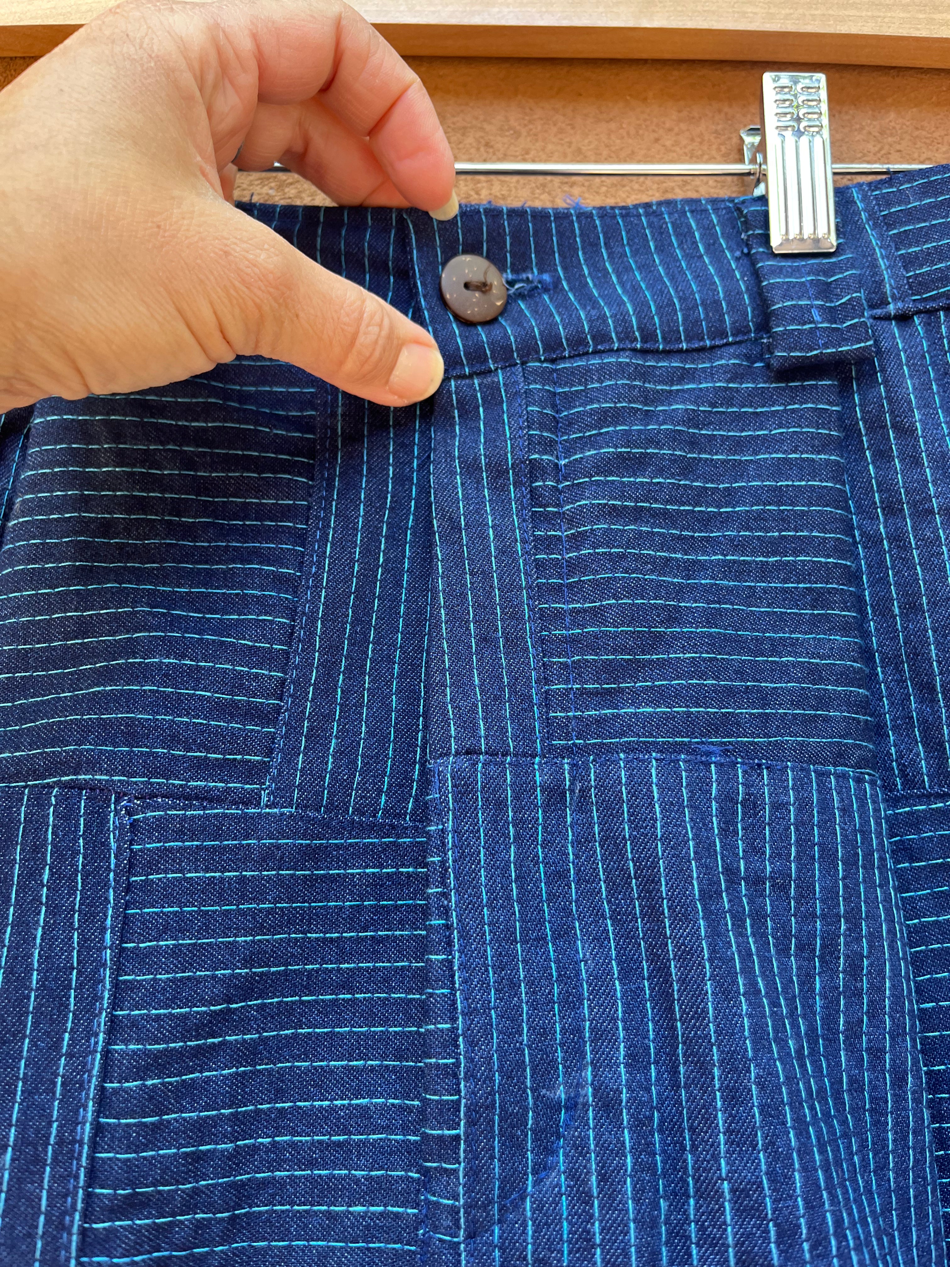 Long shorts  - Jean and Turquoise thread