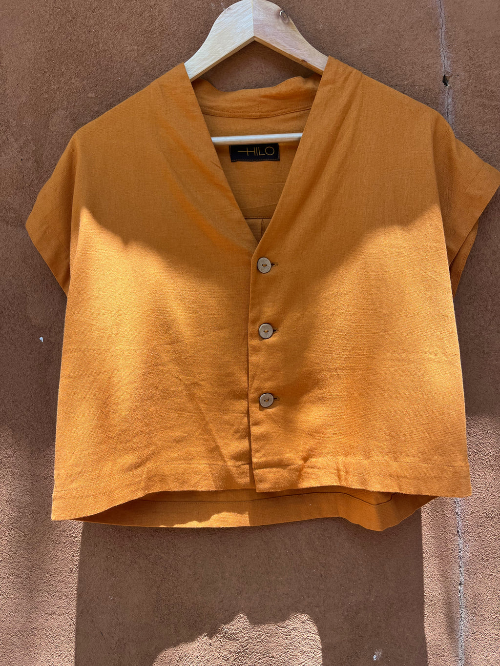 Boxy Cropped Shirt - Orange