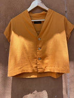 Boxy Cropped Shirt - Orange
