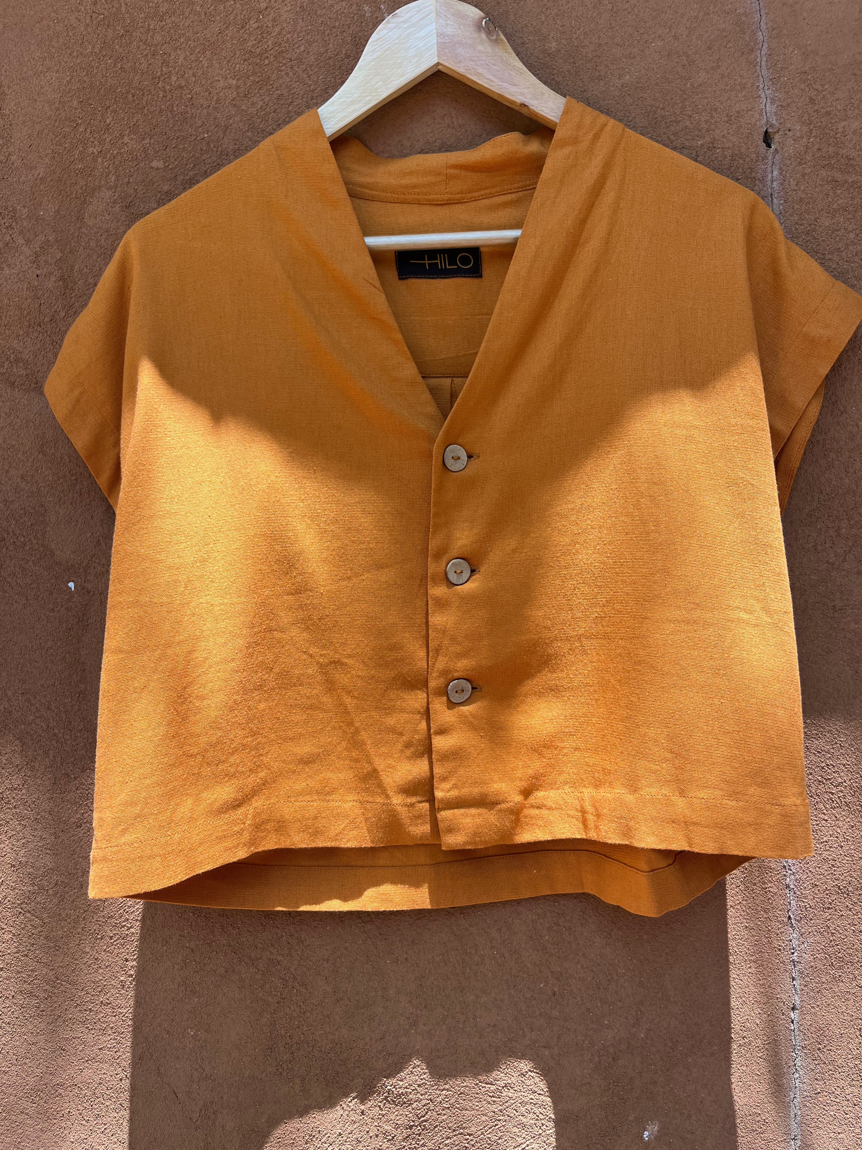 Boxy Cropped Shirt - Orange