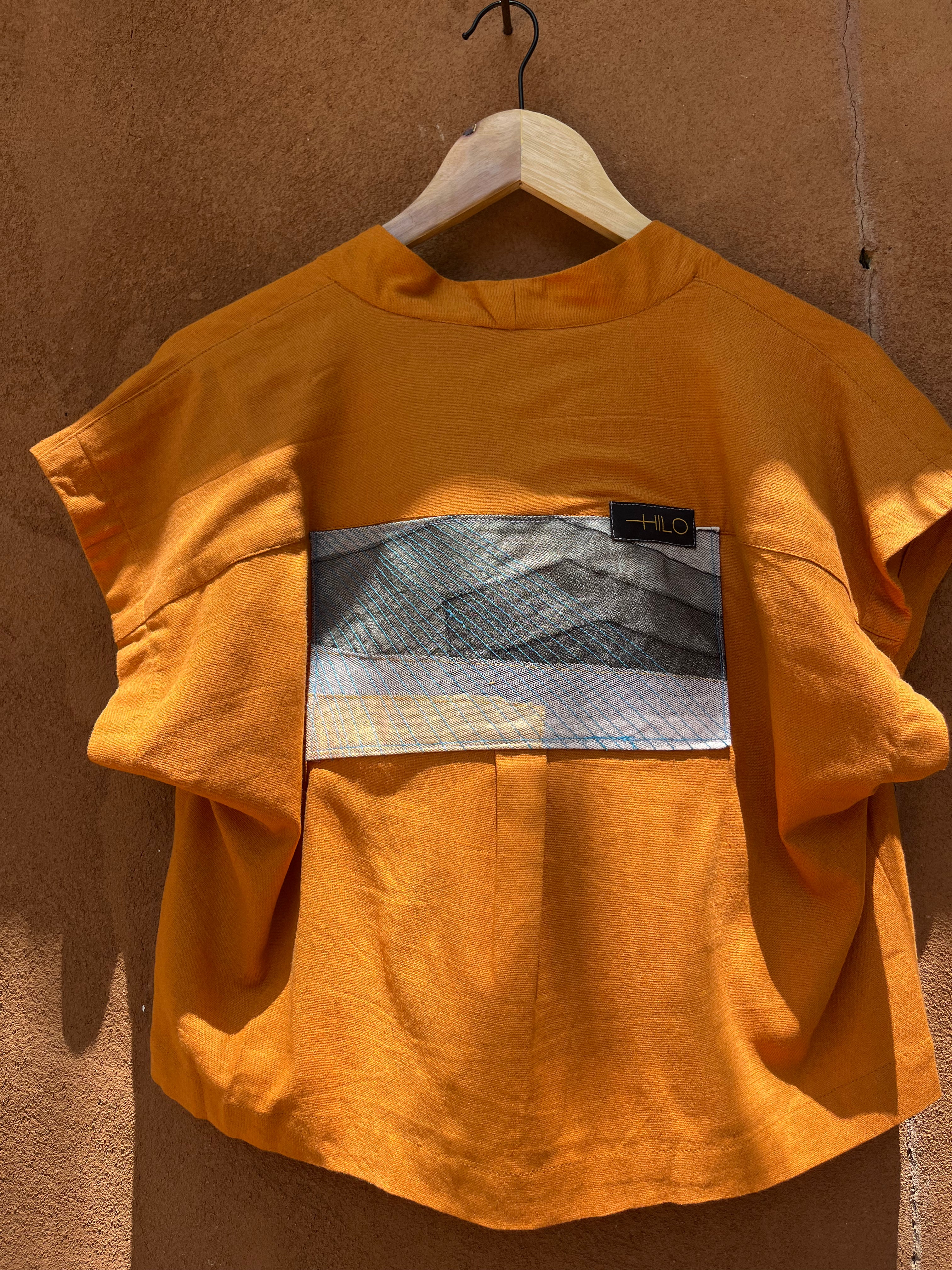 Boxy Cropped Shirt - Orange