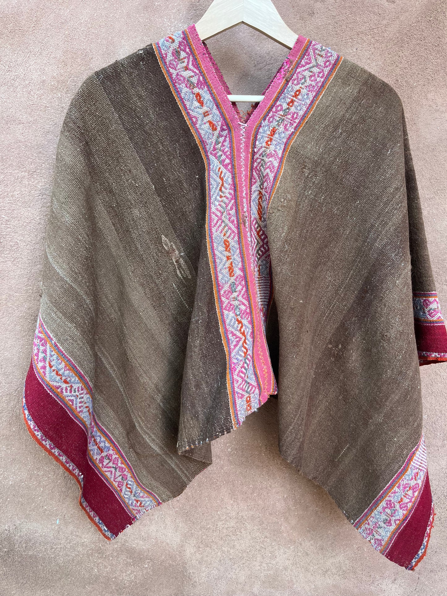 Antique Medium Poncho ~ handwoven