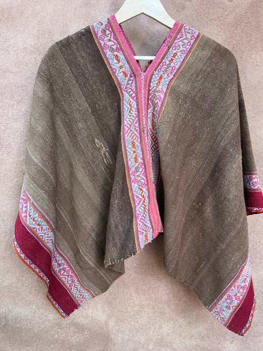 Antique Medium Poncho ~ handwoven