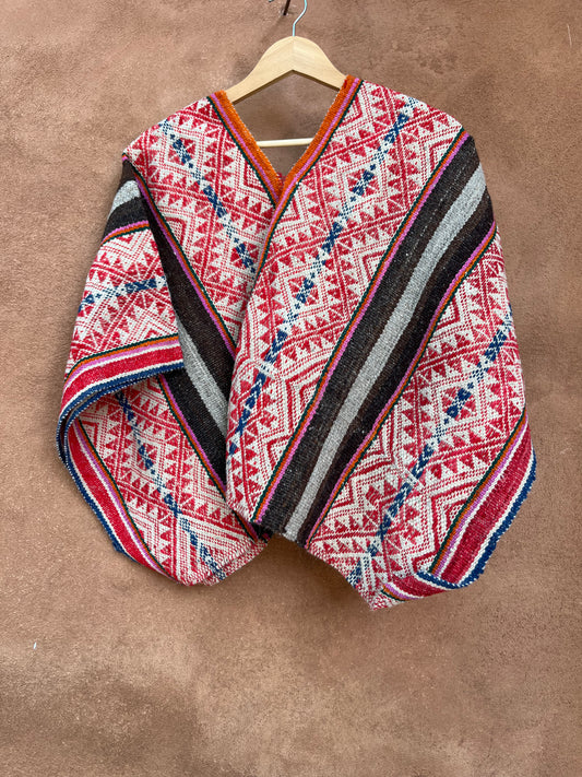 Antique Medium Poncho ~ handwoven