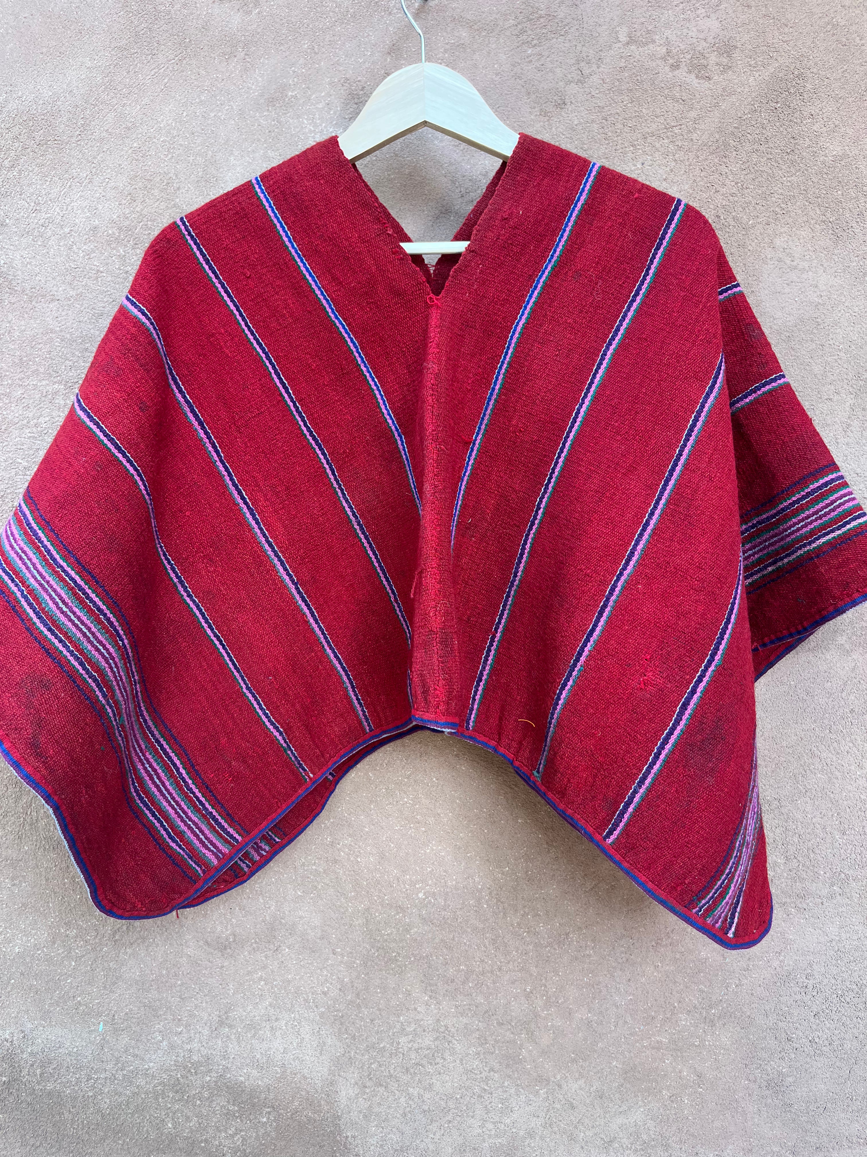 Antique Medium Poncho ~ handwoven