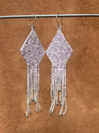 Beaded Fringe Earrings Lavender