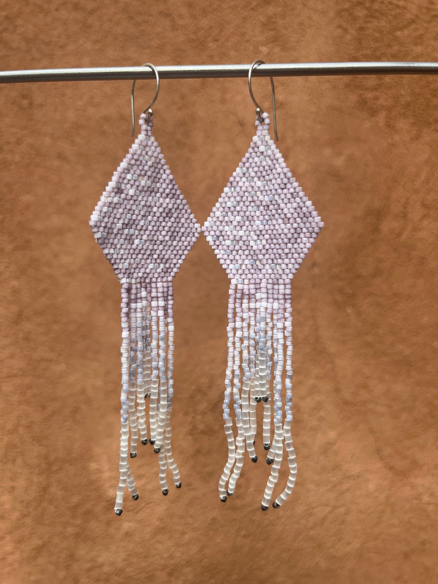 Beaded Fringe Earrings Lavender