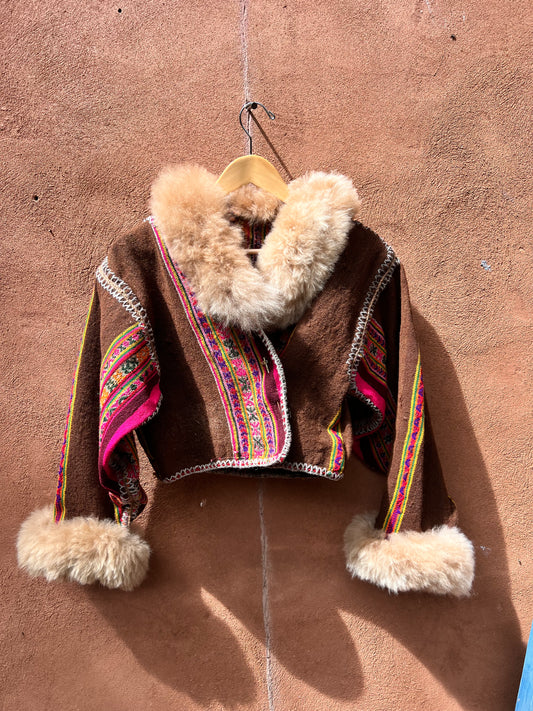 Alpaca fur jacket - Upcycled Bomber Jacket - Alpaca wool