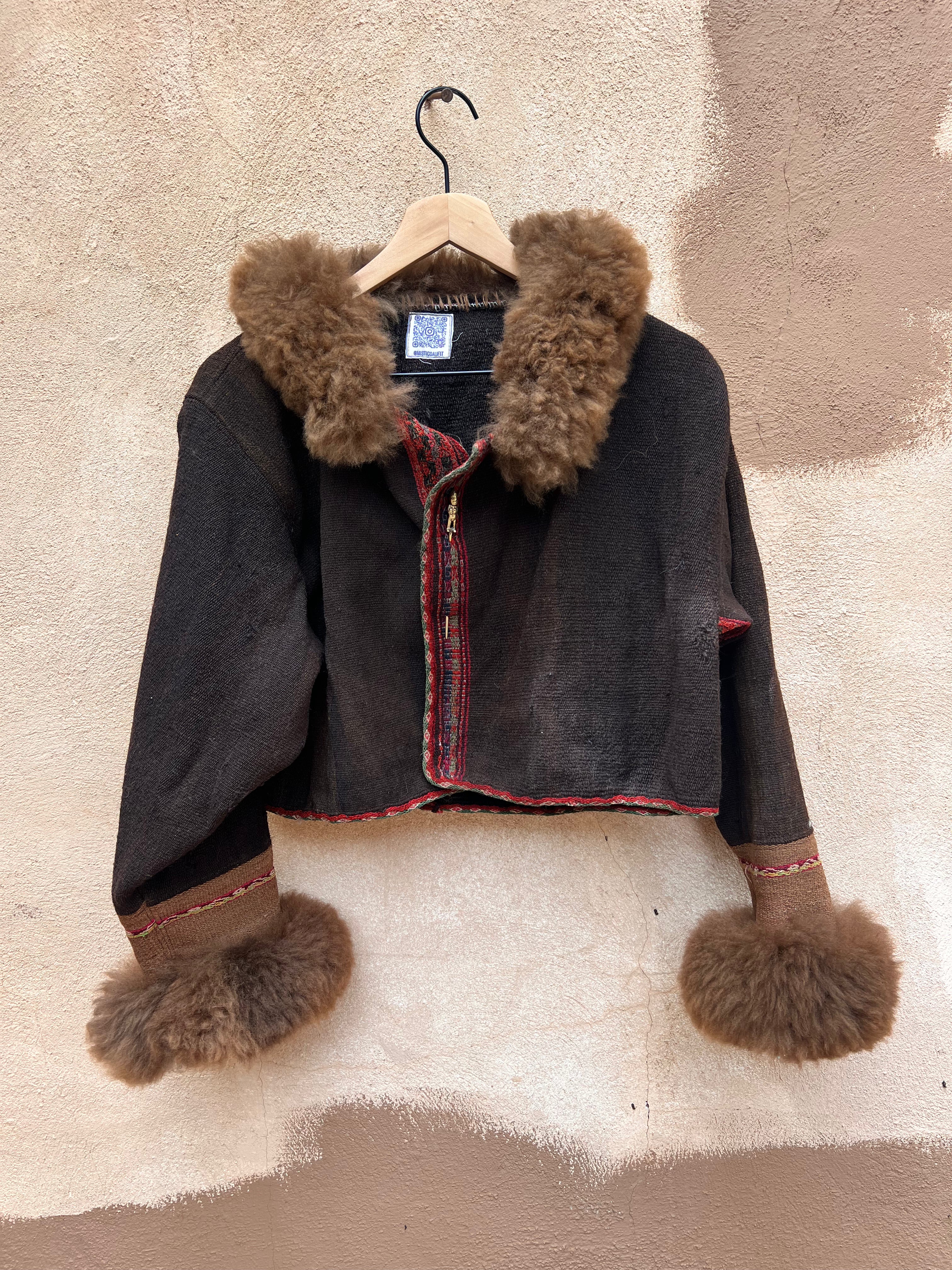 Alpaca fur jacket - Upcycled Bomber Jacket - Alpaca wool