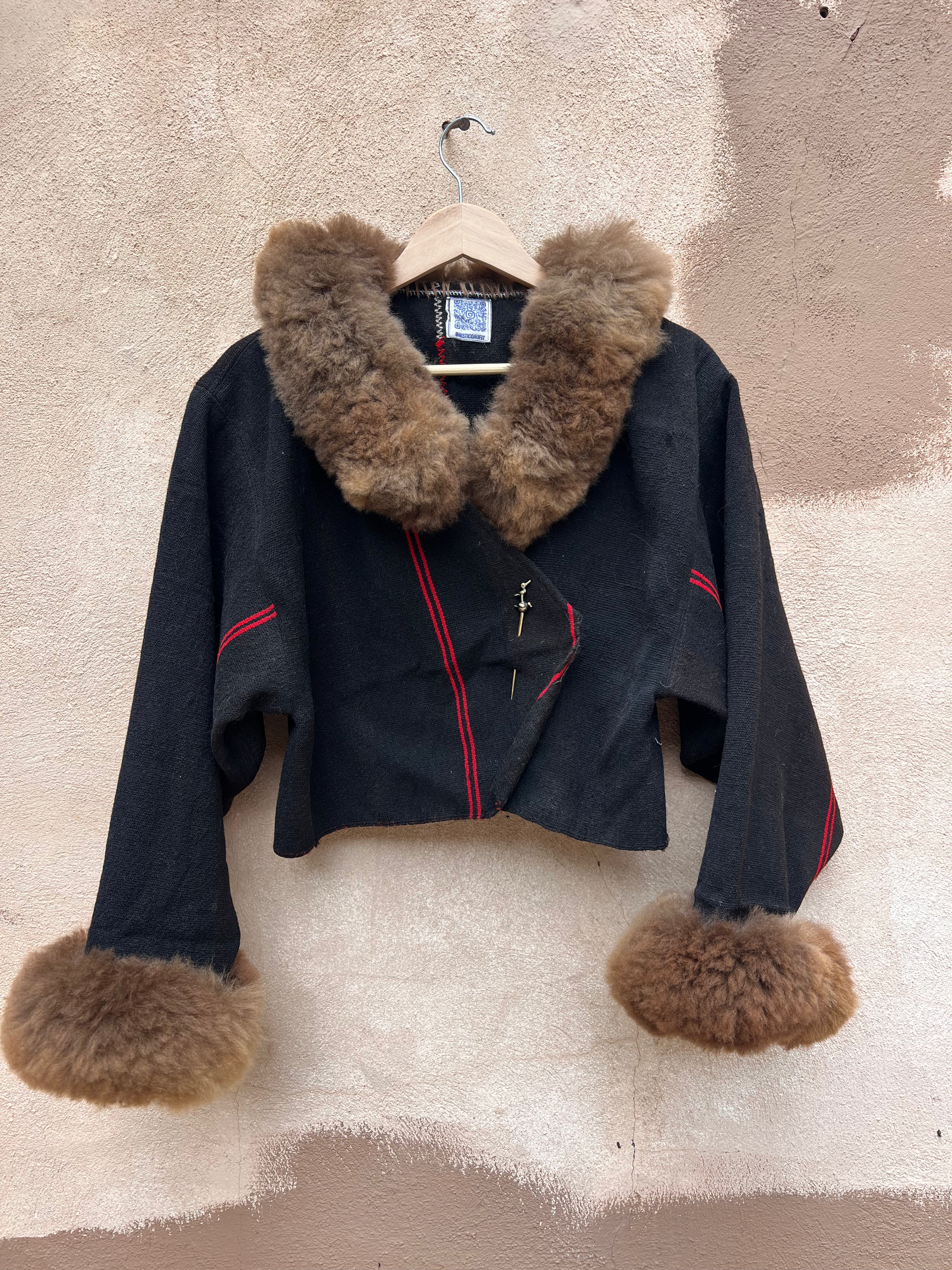 Alpaca fur jacket - Upcycled Bomber Jacket - Alpaca wool