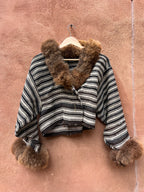 Alpaca fur jacket - Upcycled Bomber Jacket - Alpaca wool