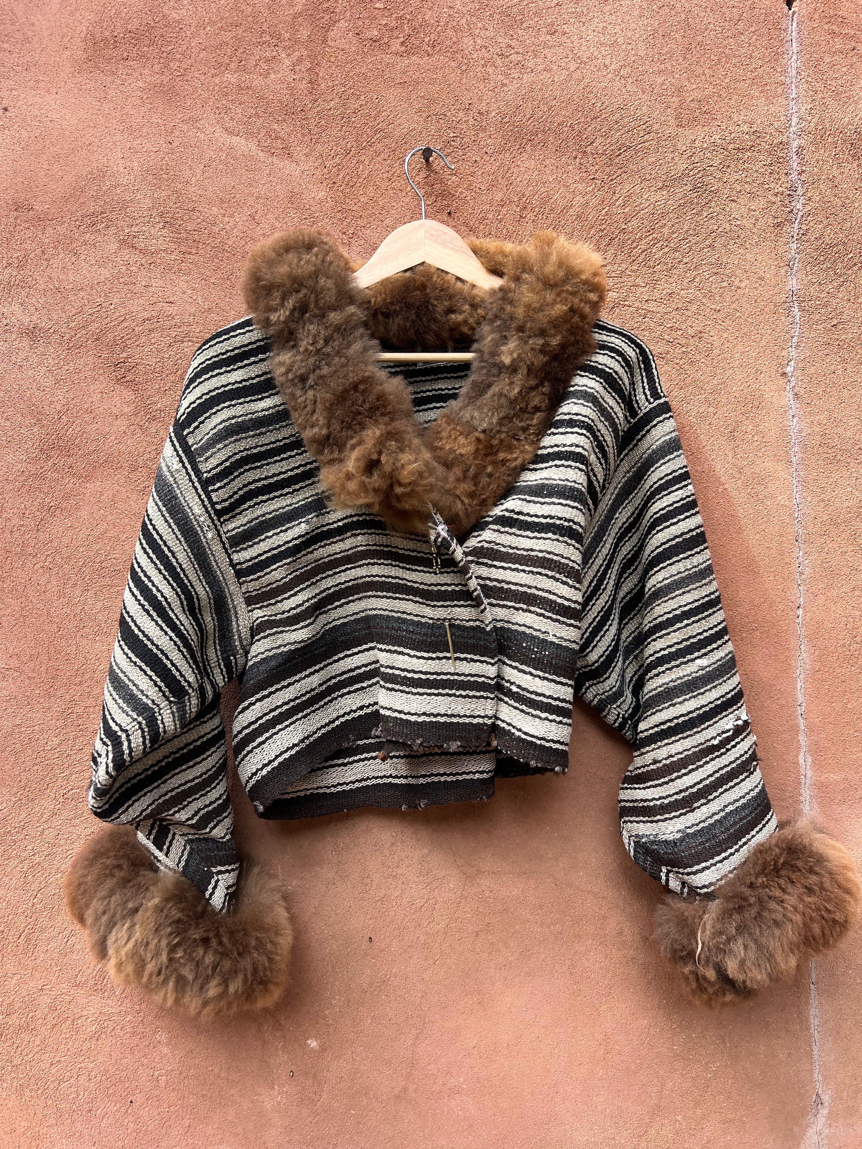 Alpaca fur jacket - Upcycled Bomber Jacket - Alpaca wool