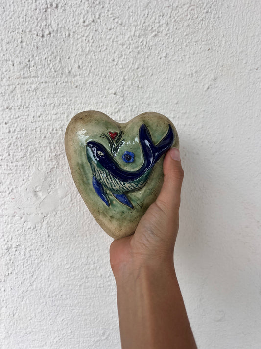 Ceramic Heart with whale Wall Art - Limited Edition