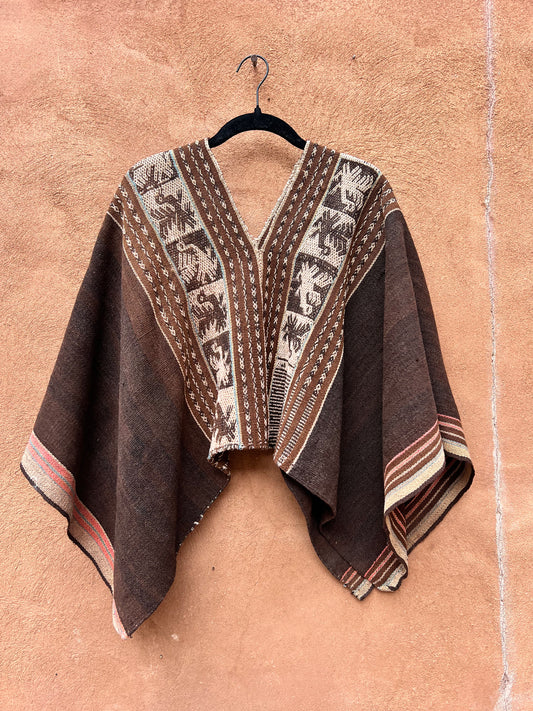 Antique Medium Poncho ~ handwoven
