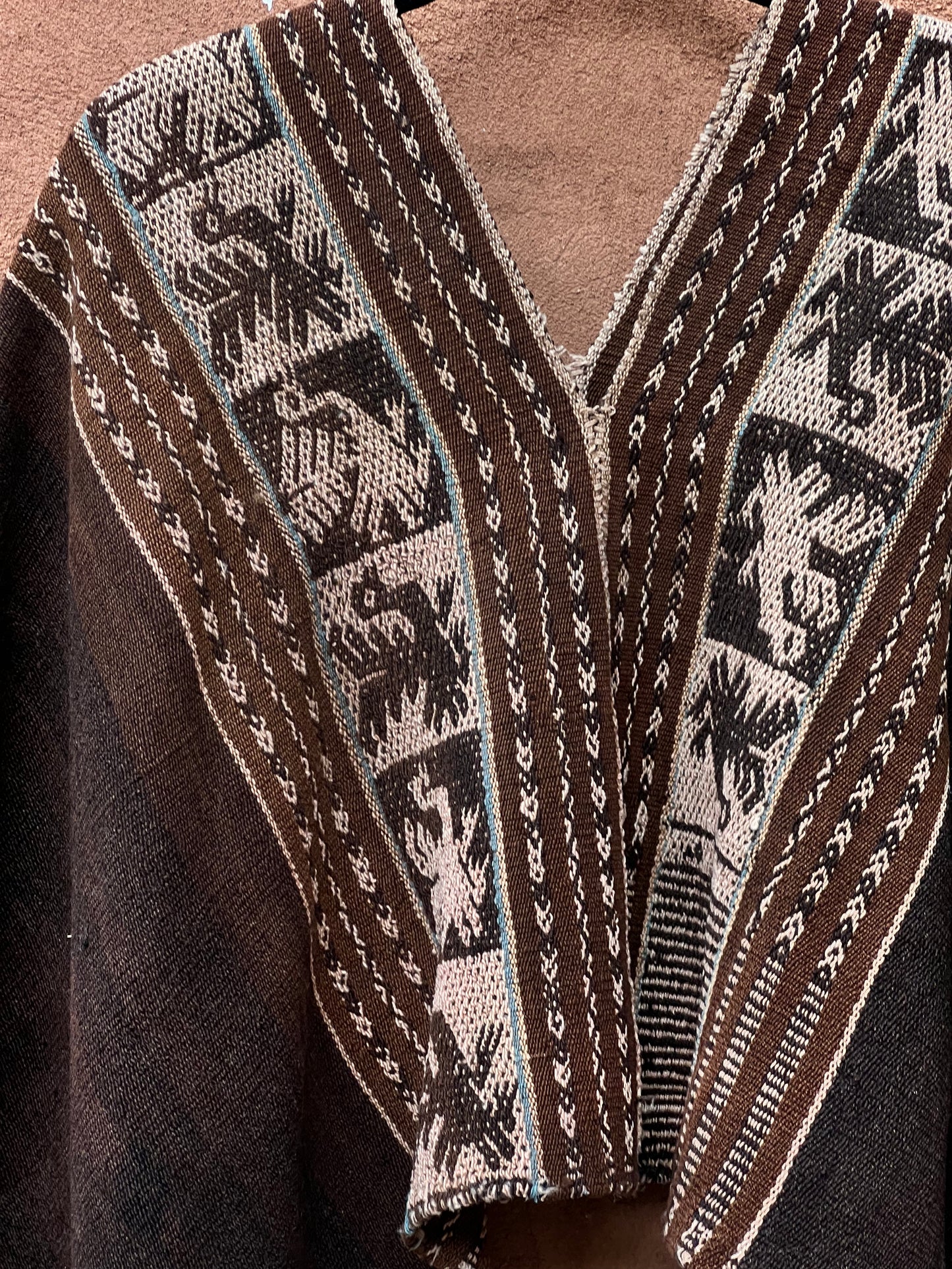 Antique Medium Poncho ~ handwoven