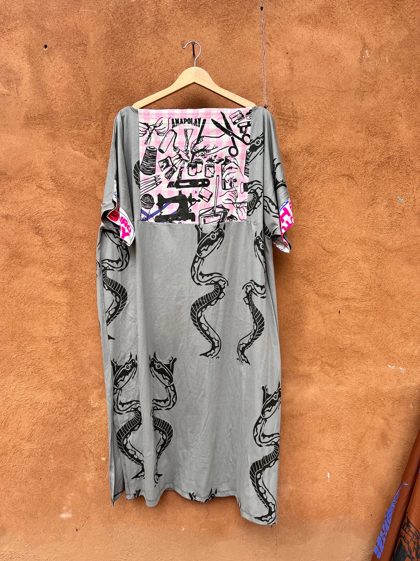 Screenprinted Tunic dress ~ Large ~ boat neck