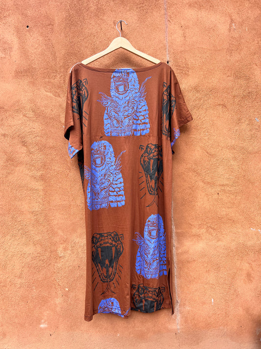 Screenprinted Tunic dress ~ Large ~ boat neck