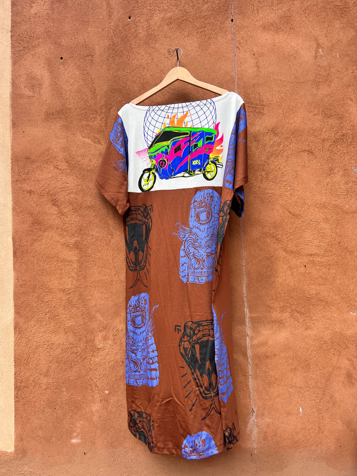 Screenprinted Tunic dress ~ Large ~ boat neck